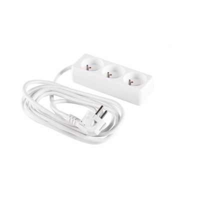 Przedłużacz listwa sieciowa zasilająca 3 gniazda 3x1mm2 biały 3mb ELCAN (PM-BW-3G-30)